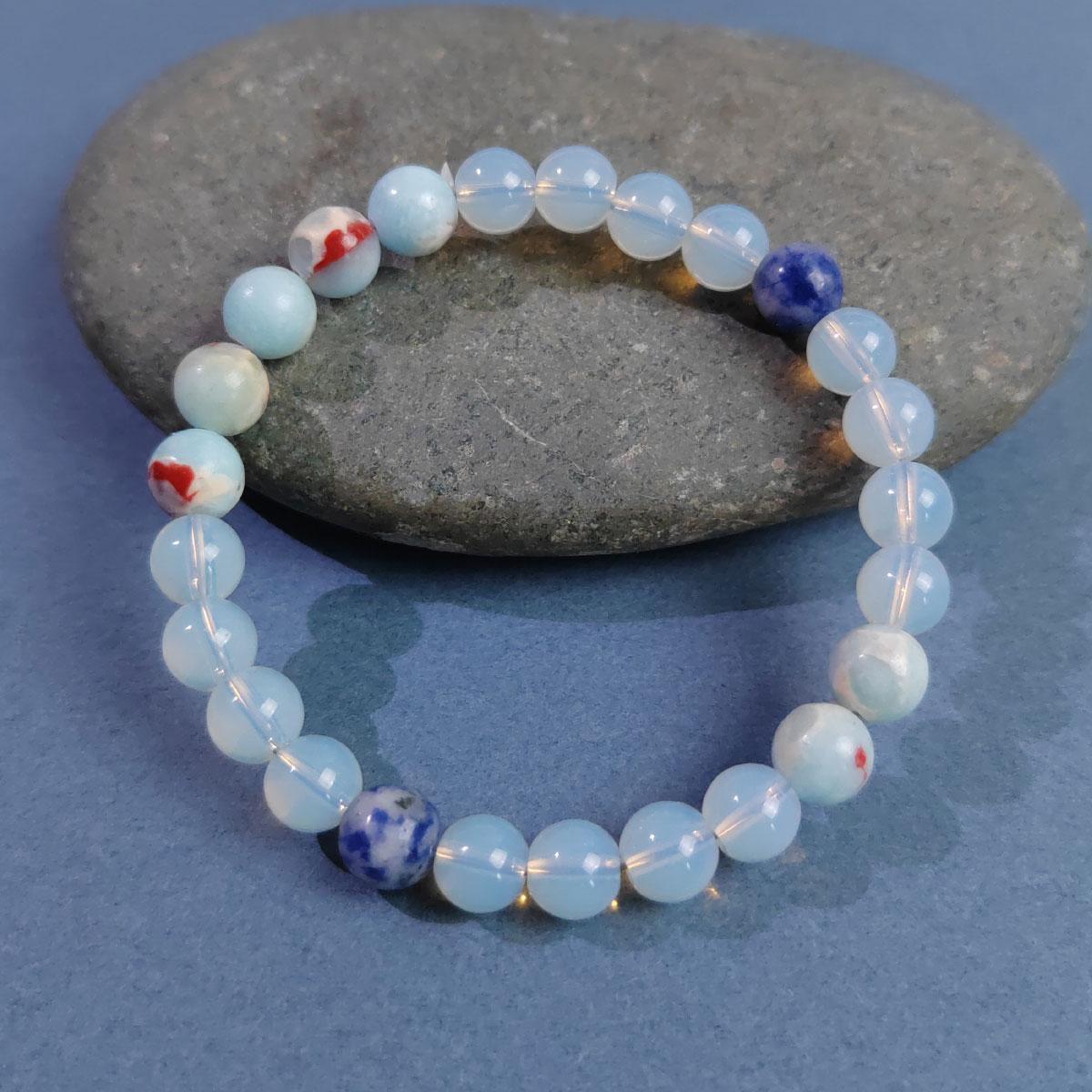 8mm natural stone hand-woven bracelet, opal and blue lace mixed bracelet, unisex, suitable for gifts and parties.
8mm natural stone hand-woven bracelet, opal and blue lace mixed bracelet, unisex, suitable for gifts and parties.