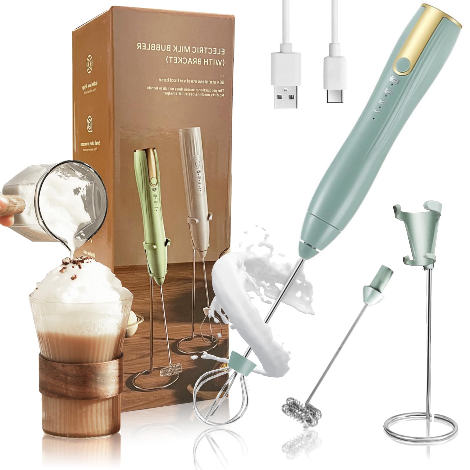 in Elegirme Frother Electric Milk Foamer Whipper with 2 Types of Speed to Stand Included Small Quiet Coffee Cappuccino Egg Fresh Cream Meringue Hand зелений
in Elegirme Frother Electric Milk Foamer Whipper with 2 Types of Speed to Stand Included Small Quiet Coffee Cappuccino Egg Fresh Cream Meringue Hand зелений