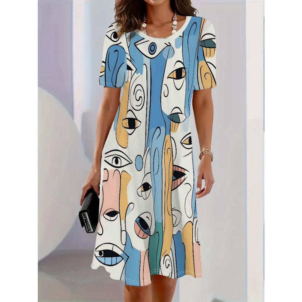 Vintage Gradient Print Design Sense Pattern Women Dress Summer Elegant Casual Short Sleeve Mini Dress Loose Women A-Line Dress XL
Vintage Gradient Print Design Sense Pattern Women Dress Summer Elegant Casual Short Sleeve Mini Dress Loose Women A-Line Dress XL