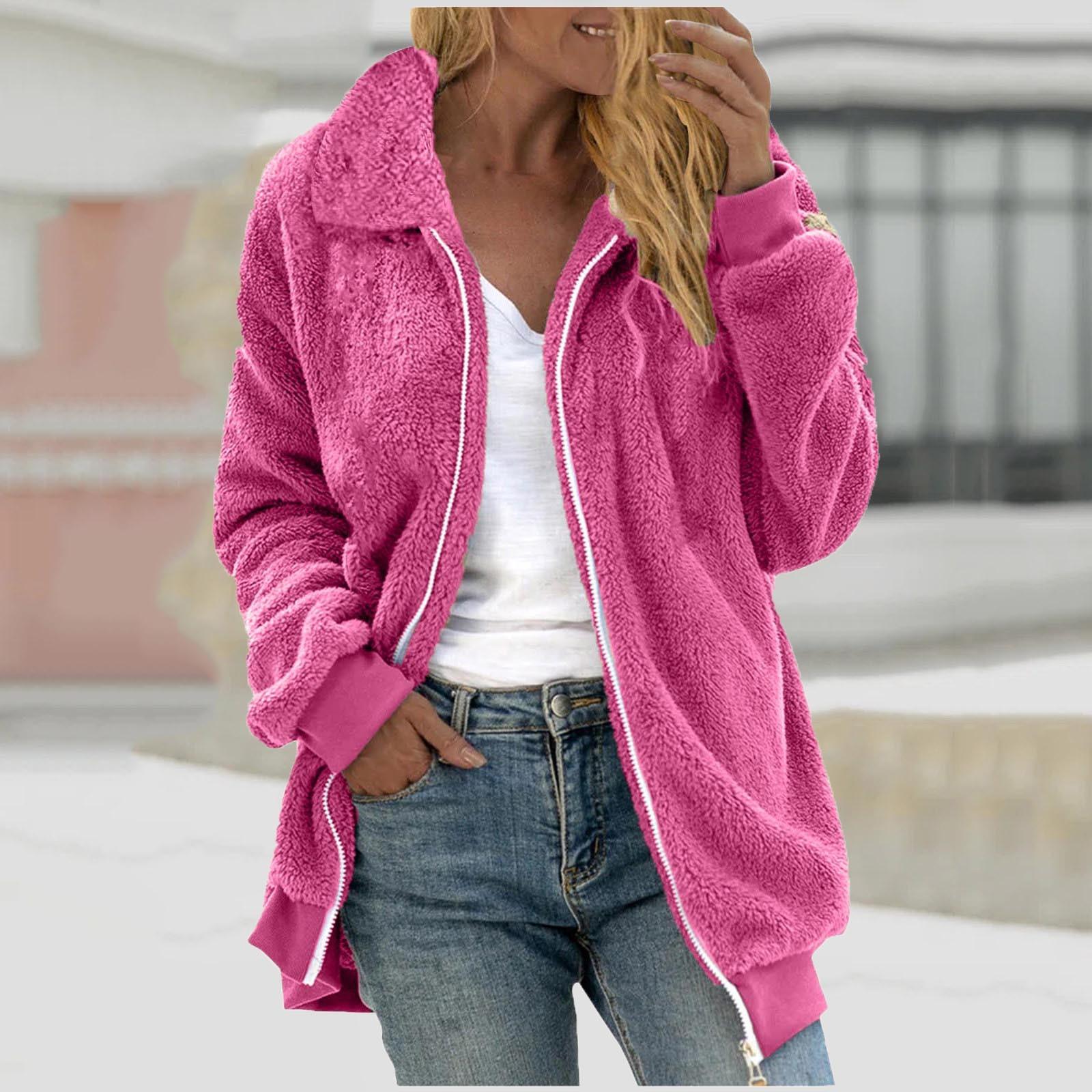 Women s Casual Color Loose Plush Zippered Flip Collar Jacket With Pockets M
Women s Casual Color Loose Plush Zippered Flip Collar Jacket With Pockets M