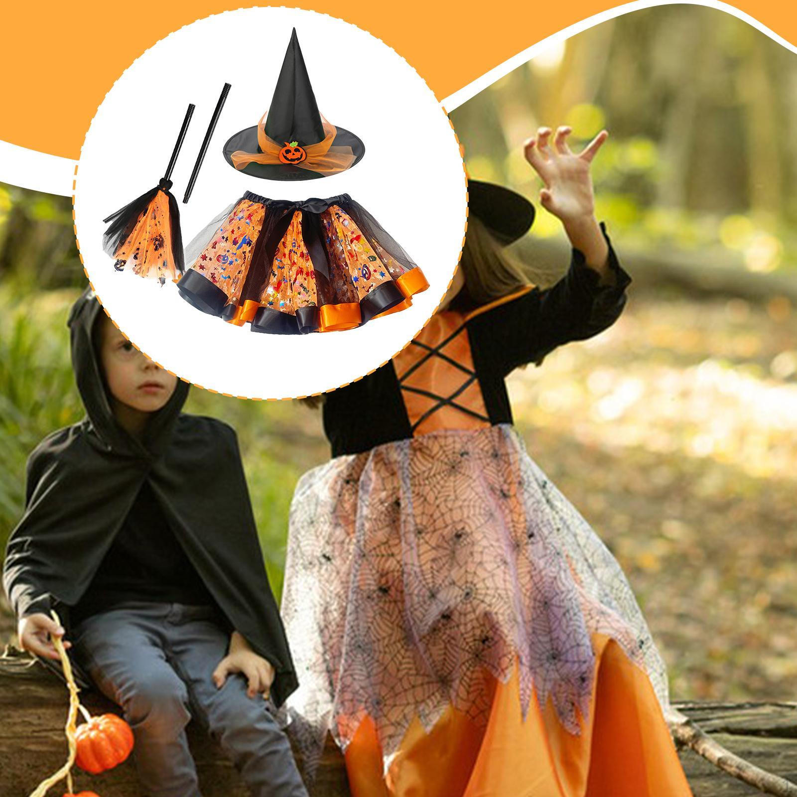 Костюм ведьмы для девочек Хэллоуин украшение декор вечеринка одежда со шляпой юбкой метлой наряды L
Костюм ведьмы для девочек Хэллоуин украшение декор вечеринка одежда со шляпой юбкой метлой наряды L