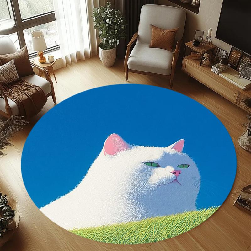 Modern White Cat Round Area Rug Cute Sleeping Cat Print Kawaii Soft Non Slip Floor Mat for Living Room Bedroom Home Decor Gift 80cm x 80cm
Modern White Cat Round Area Rug Cute Sleeping Cat Print Kawaii Soft Non Slip Floor Mat for Living Room Bedroom Home Decor Gift 80cm x 80cm