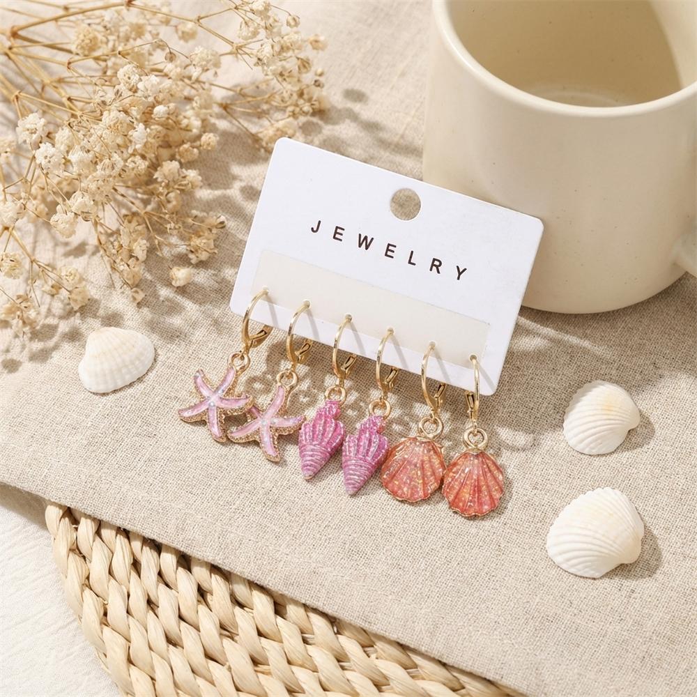 Enamel Starfish Conch Shell Earrings 3-Pair Set Youthful Vacation Style Accessory Fashion Trend Accessory
Enamel Starfish Conch Shell Earrings 3-Pair Set Youthful Vacation Style Accessory Fashion Trend Accessory