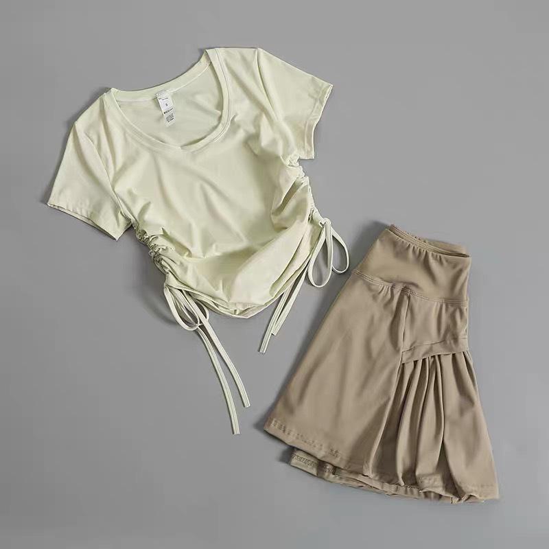 Трендовая клетчатая спортивная юбка-купальник облегающего кроя 2023 - Свежий и скромный стиль для девочек One size (approx. 70-120 jin) зелёный