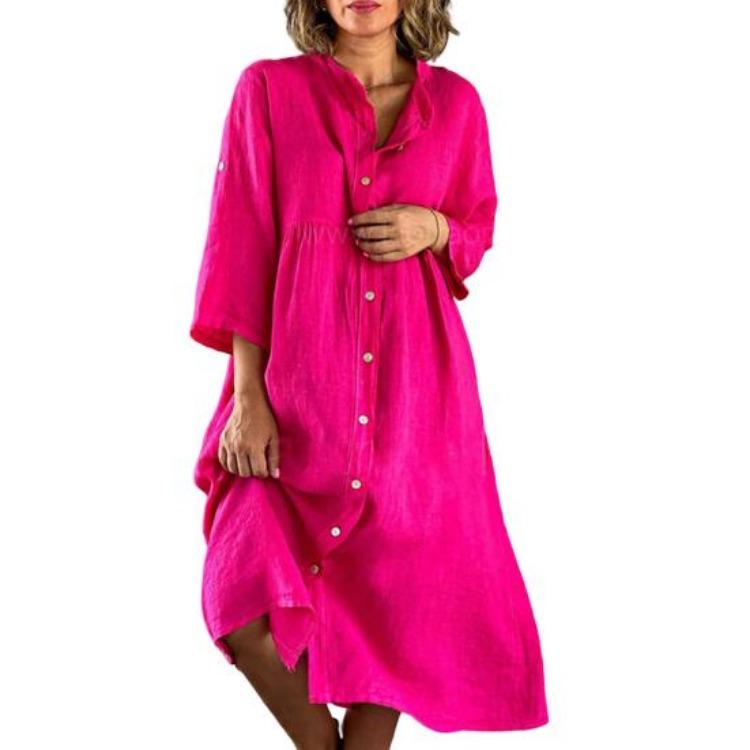 Women Summer Casual Tunic Dress Button Down Crew Neck Midi Beach Vacation Dress with 3 4 Sleeve 3XL рожевий червоний колір
Women Summer Casual Tunic Dress Button Down Crew Neck Midi Beach Vacation Dress with 3 4 Sleeve 3XL рожевий червоний колір