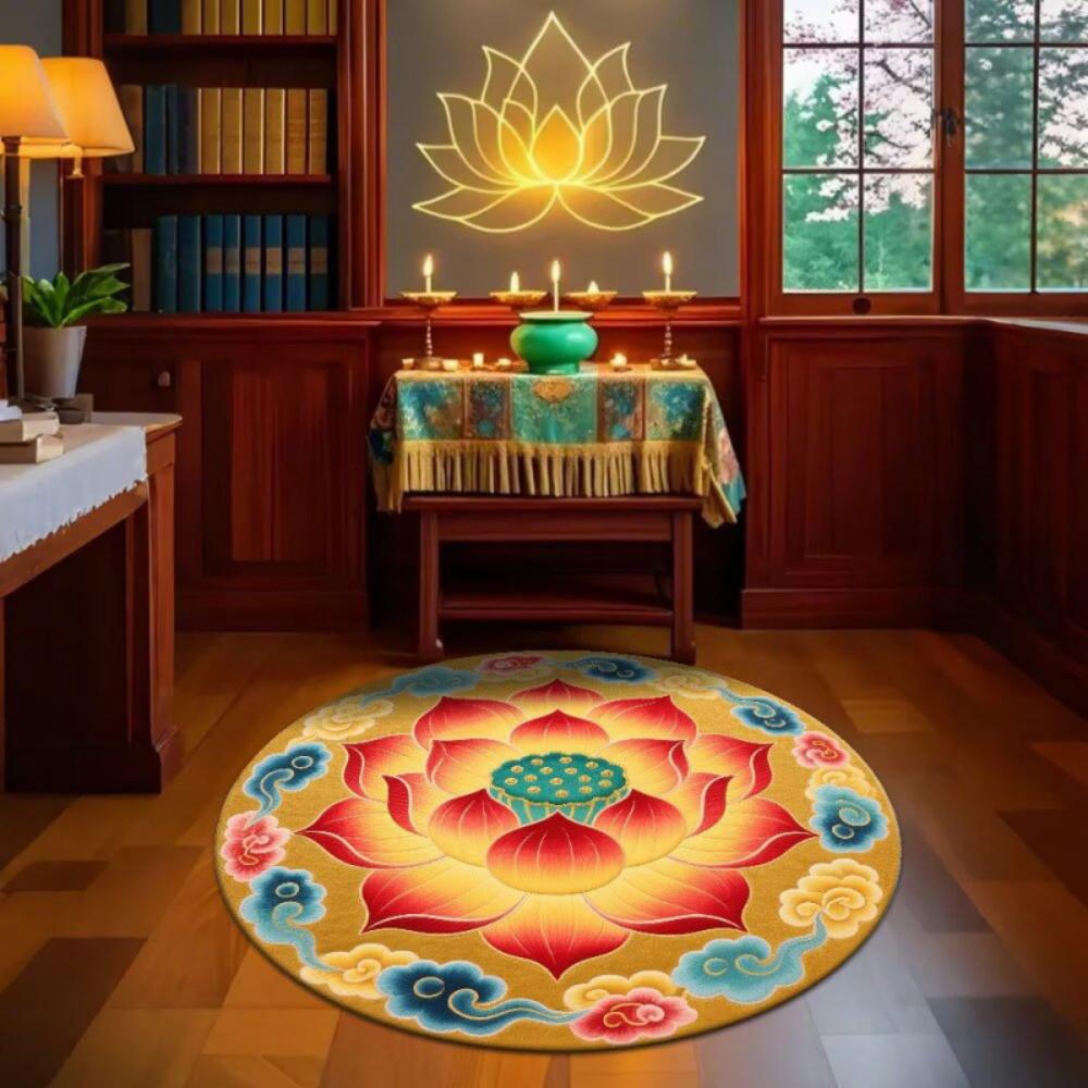 Round Lotus Bloom Carpet Oriental Design Circle Rug for Living Room Bedroom Floor Mat Asian Home Decor Serene Accent 60cmx60cm
Round Lotus Bloom Carpet Oriental Design Circle Rug for Living Room Bedroom Floor Mat Asian Home Decor Serene Accent 60cmx60cm