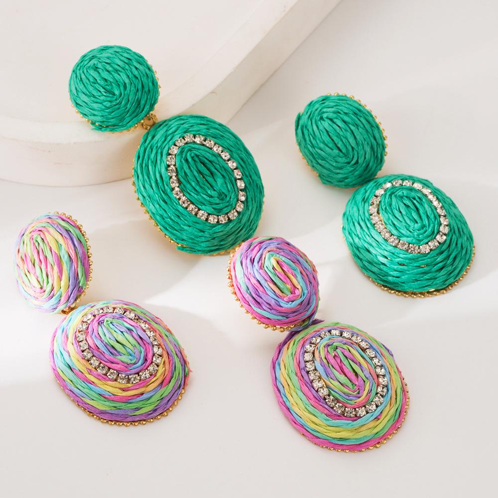 Bohemian Handcrafted Geometric Raffia Earrings with Colorful Inlaid Diamonds морская волна
Bohemian Handcrafted Geometric Raffia Earrings with Colorful Inlaid Diamonds морская волна