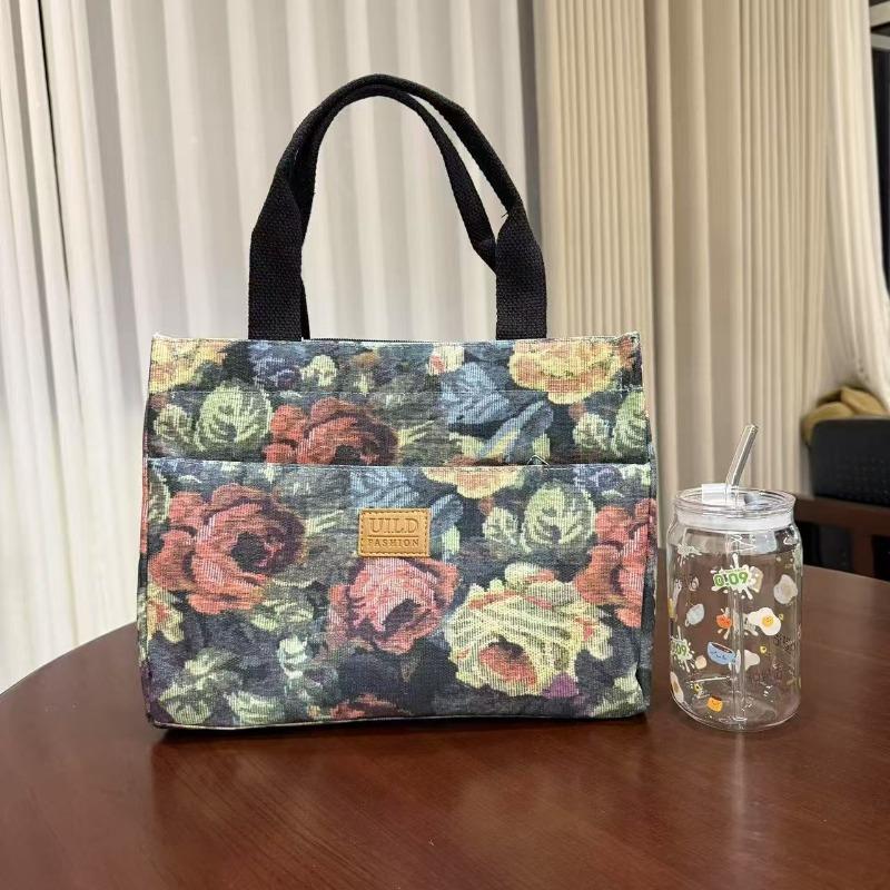Retro handbag tote flower oil painting style to work portable with lunch box storage bag large capacity out mommy bag
Retro handbag tote flower oil painting style to work portable with lunch box storage bag large capacity out mommy bag