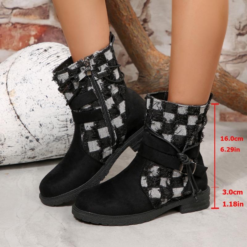 New Side-zipper Low-heeled Lace-up Boots for Women in Plus-size Shoes and Mid-calf Boots 36 чорний/білий
New Side-zipper Low-heeled Lace-up Boots for Women in Plus-size Shoes and Mid-calf Boots 36 чорний/білий