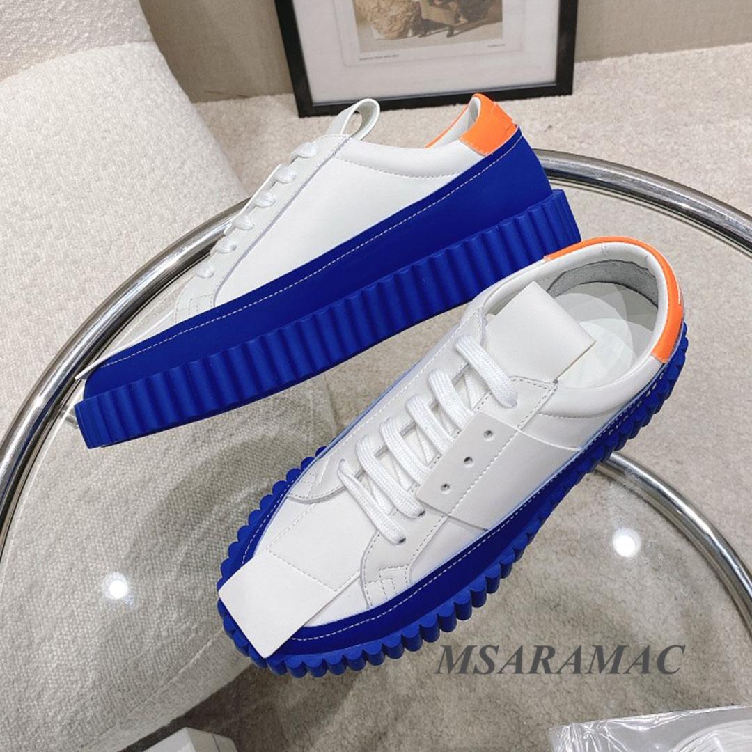 Женская и мужская повседневная обувь из натуральной кожи с круглым носком и шнуровкой на платформе, белые, синие кроссовки с строчкой, модные туфли на плоской подошве 
Женская и мужская повседневная обувь из натуральной кожи с круглым носком и шнуровкой на платформе, белые, синие кроссовки с строчкой, модные туфли на плоской подошве