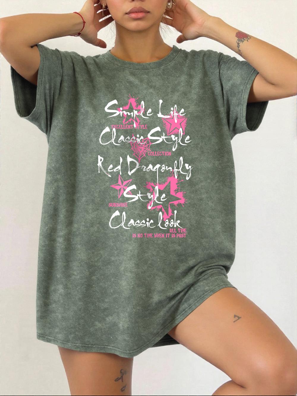 Simple Life Prints Washed T-Shirts Womens Cotton Oversize T Shirt Casual Comfortable Short Sleeve Tops Summer O-Neck Clothes S
Simple Life Prints Washed T-Shirts Womens Cotton Oversize T Shirt Casual Comfortable Short Sleeve Tops Summer O-Neck Clothes S