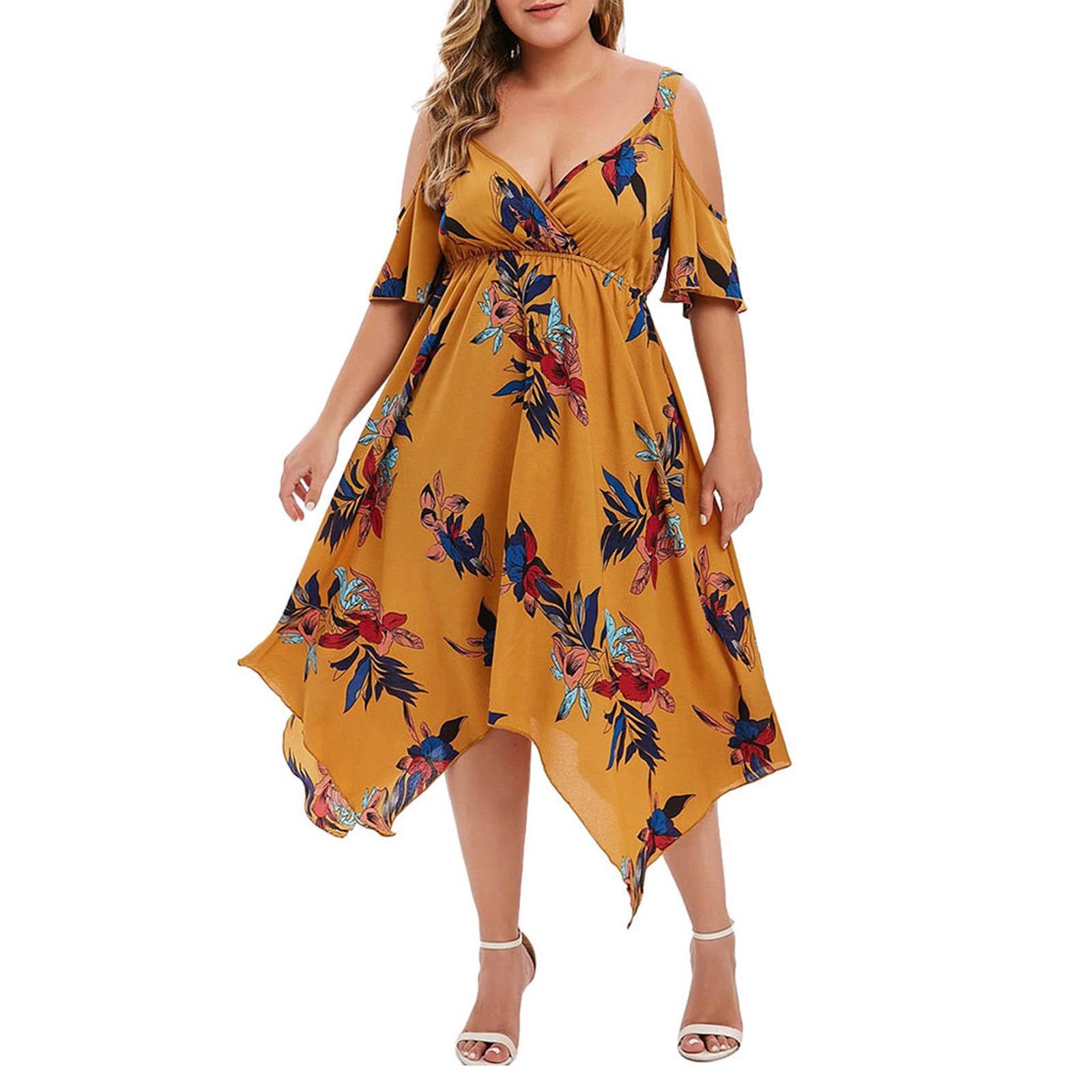 Fashion Women Plus Size Open Shoulder Floral Printed Handkerchief V-Neck Dress XL жовтий
Fashion Women Plus Size Open Shoulder Floral Printed Handkerchief V-Neck Dress XL жовтий