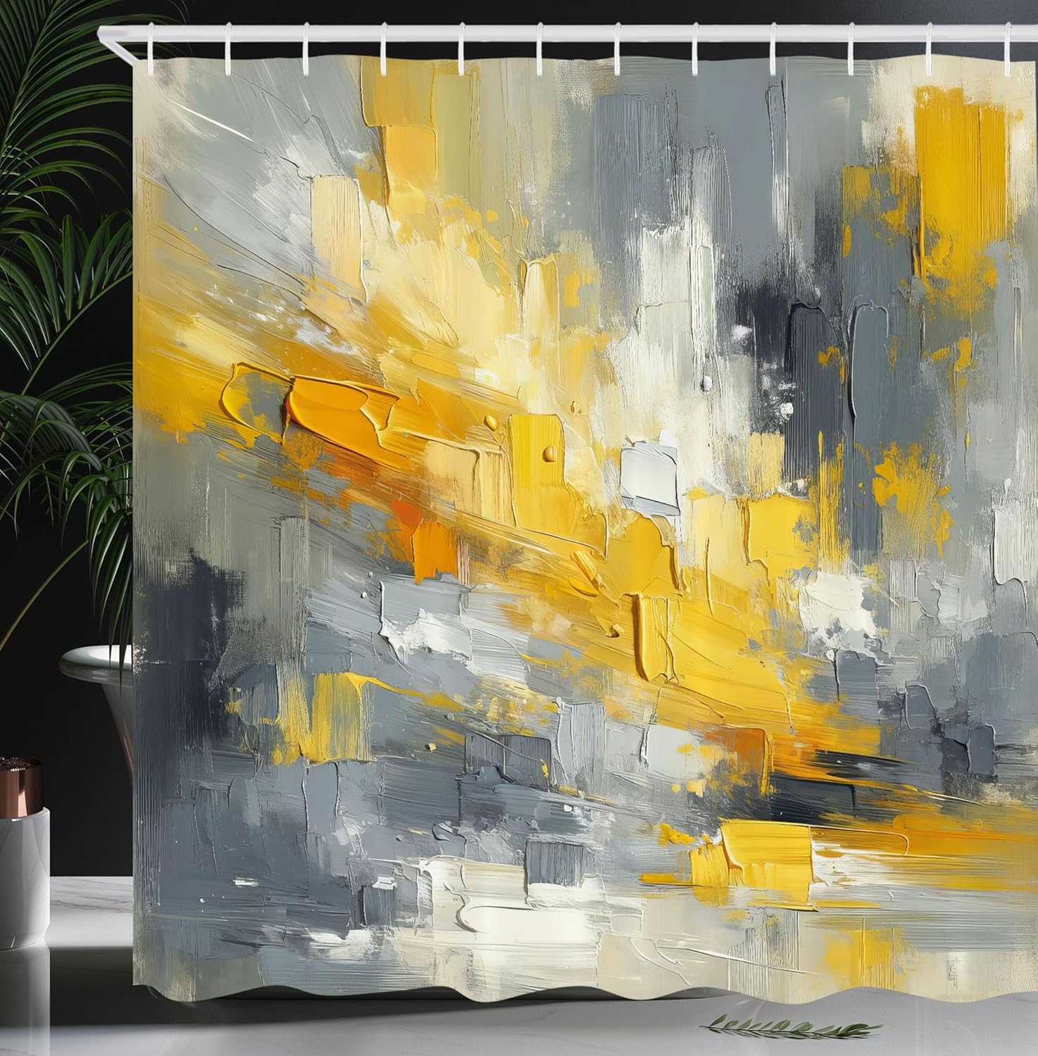 Abstract Art Shower Curtain Yellow And Gray Paint Texture Bathroom Decor Modern Artistic Design Waterproof Fabric Contemporary W60H190(CM)-1 Pcs
Abstract Art Shower Curtain Yellow And Gray Paint Texture Bathroom Decor Modern Artistic Design Waterproof Fabric Contemporary W60H190(CM)-1 Pcs