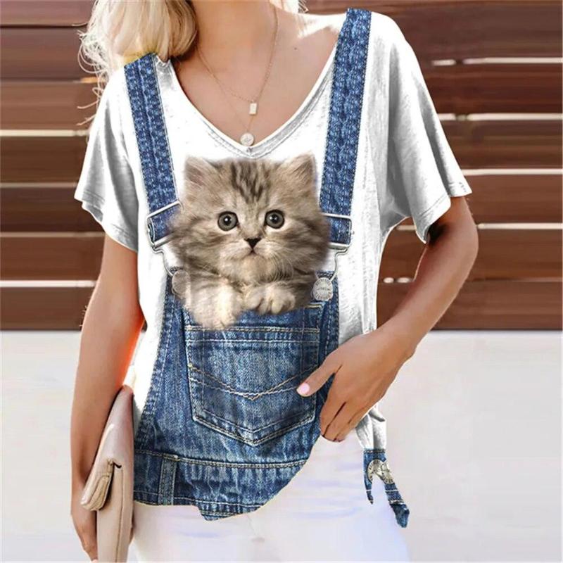 Summer Lovely Cat 3D Print T-Shirts Women Casual V-Neck Short Sleeve T Shirt Y2k Harajuku S
Summer Lovely Cat 3D Print T-Shirts Women Casual V-Neck Short Sleeve T Shirt Y2k Harajuku S