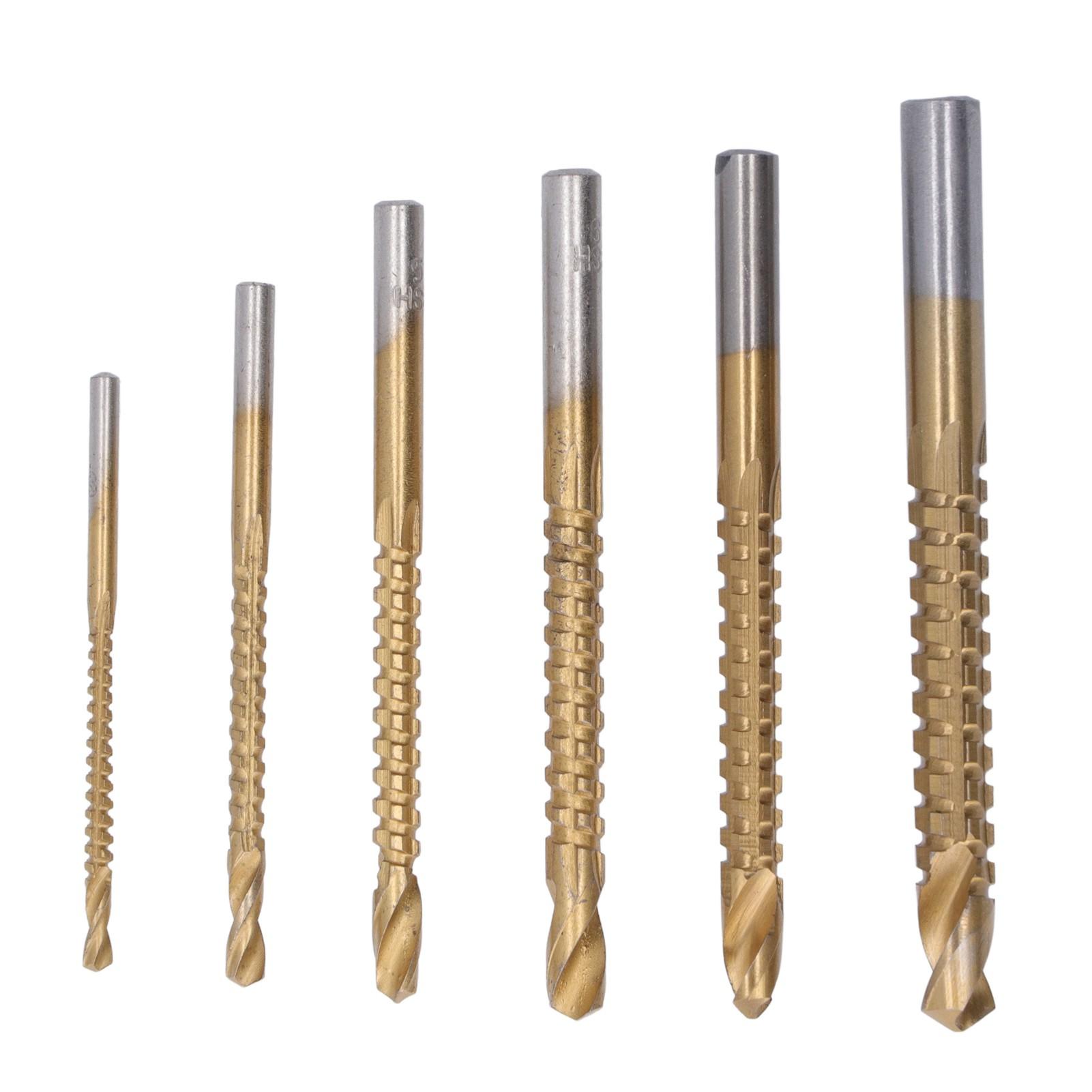 6Pcs Woodworking Serrated Drill Bit High Speed Steel Twist Drills Bits for Soft Material 38mm
6Pcs Woodworking Serrated Drill Bit High Speed Steel Twist Drills Bits for Soft Material 38mm