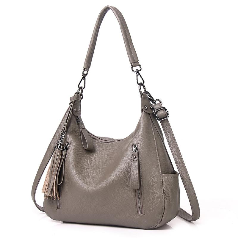 Кожаная женская сумка через плечо Повседневная большая сумка Женская сумка из коровьей кожи Сумка-мессенджер Деловая дорожная сумка светло-серый