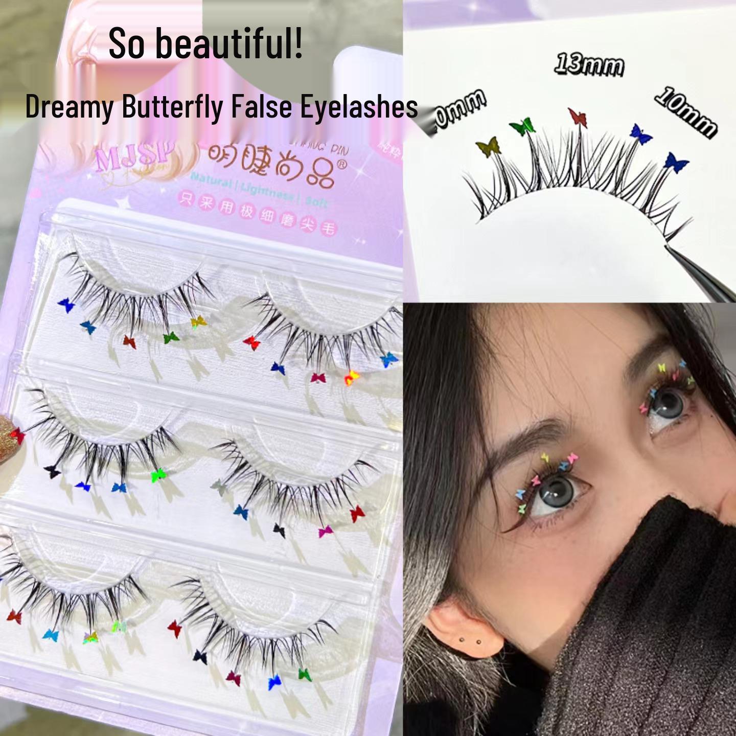 Mengjie Dreamy Glitter Butterfly False Eyelashes - Natural Transparent Stem for Photogenic Barbie Eyes.
Mengjie Dreamy Glitter Butterfly False Eyelashes - Natural Transparent Stem for Photogenic Barbie Eyes.