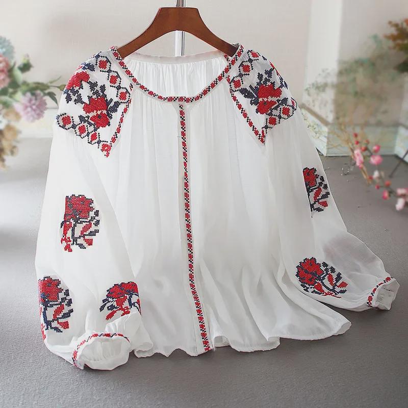 Plus Size Embroidered Lantern Sleeve Cotton Linen Shirt - Ethnic Style M (Recommended for 45-60 kg) білий
Plus Size Embroidered Lantern Sleeve Cotton Linen Shirt - Ethnic Style M (Recommended for 45-60 kg) білий