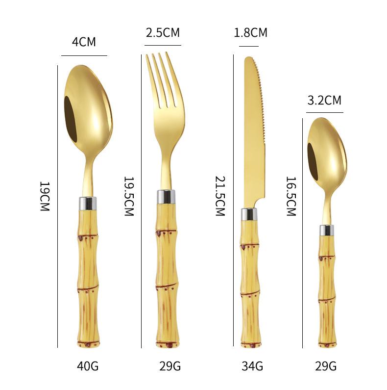 Набор кухонных лопаток из нержавеющей стали с бамбуковой ручкой, кухонные принадлежности, нож, вилка, ложка, для стейков, 4 шт. золотой
Набор кухонных лопаток из нержавеющей стали с бамбуковой ручкой, кухонные принадлежности, нож, вилка, ложка, для стейков, 4 шт. золотой