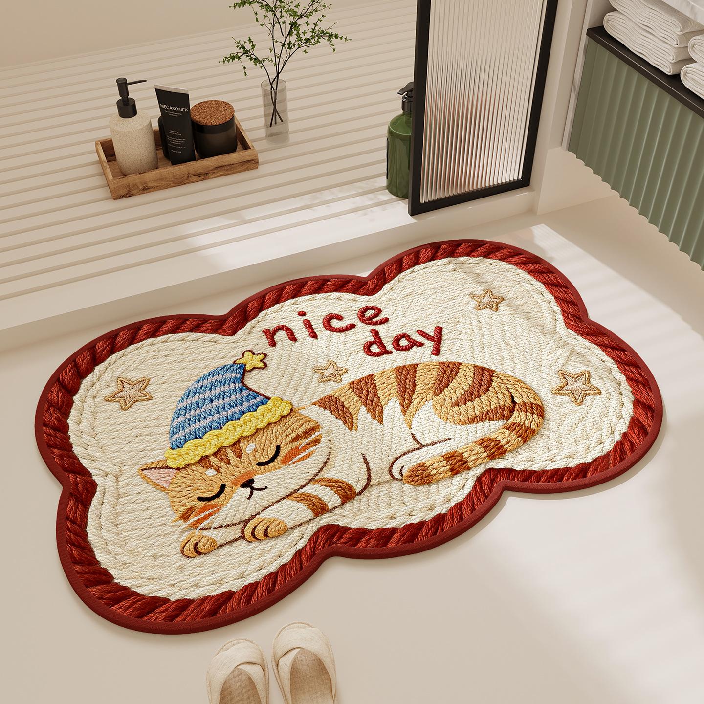 Household bathroom non-slip mat, toilet water-absorbing quick-drying imitation linen woven pattern floor mat 40*60cm
Household bathroom non-slip mat, toilet water-absorbing quick-drying imitation linen woven pattern floor mat 40*60cm