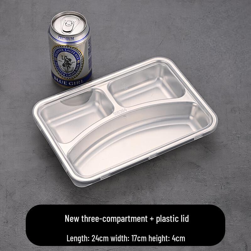304 Stainless Steel 3-Compartment Lunch Tray with Lid
304 Stainless Steel 3-Compartment Lunch Tray with Lid