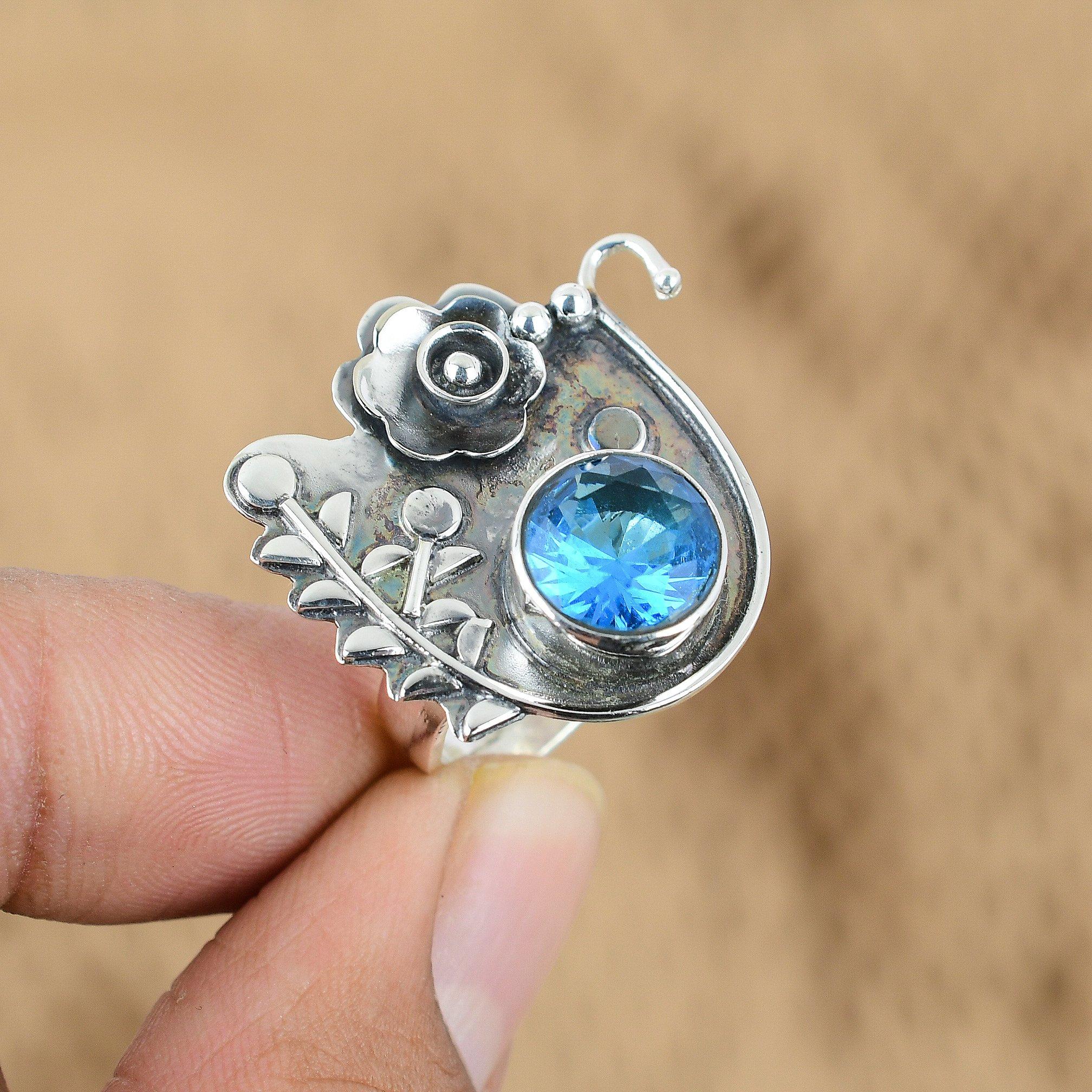 Sterling Silver Natural Swiss Blue Topaz Statement Promise Handmade Flower Ring Yes
Sterling Silver Natural Swiss Blue Topaz Statement Promise Handmade Flower Ring Yes