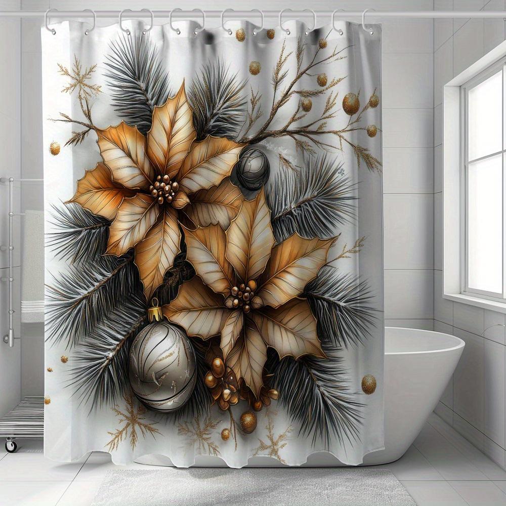 Christmas Floral Shower Curtain - Elegant Poinsettia And Pine Design, Waterproof Fabric For Bathroom Decor, Perfect Gift For W60H190(CM)-1 Pcs
Christmas Floral Shower Curtain - Elegant Poinsettia And Pine Design, Waterproof Fabric For Bathroom Decor, Perfect Gift For W60H190(CM)-1 Pcs
