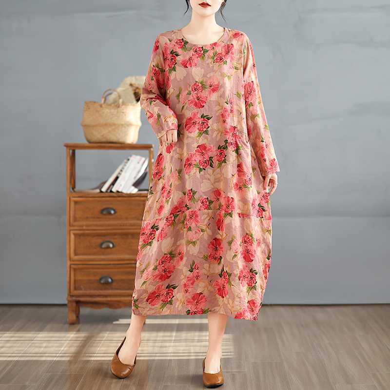 2025 Новые винтажные принтованные женские свободные длинные платья с круглым вырезом и длинным рукавом One Size
2025 Новые винтажные принтованные женские свободные длинные платья с круглым вырезом и длинным рукавом One Size