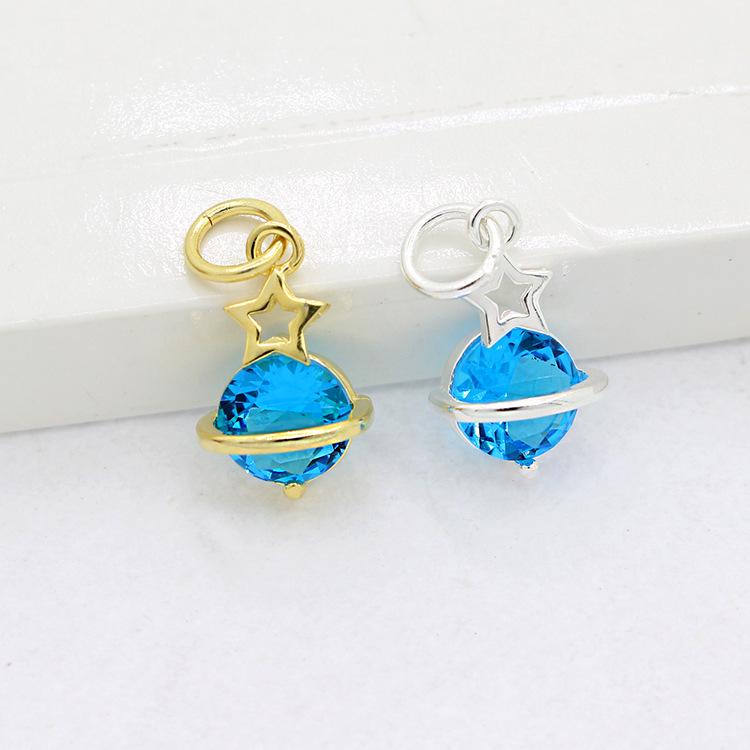 S925 Sterling Silver Blue Zircon Planet Charm Pendant for DIY Bracelets Gold-plated Silver
S925 Sterling Silver Blue Zircon Planet Charm Pendant for DIY Bracelets Gold-plated Silver
