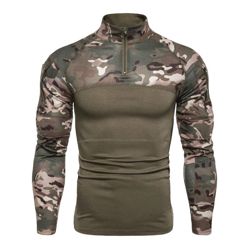 Men s Camouflage Long-sleeved T-shirt Slim-fit Casual Zipper Stand Collar Elastic Outdoor Fitness Shirt Military Tactical Shirt XXXL
Men s Camouflage Long-sleeved T-shirt Slim-fit Casual Zipper Stand Collar Elastic Outdoor Fitness Shirt Military Tactical Shirt XXXL