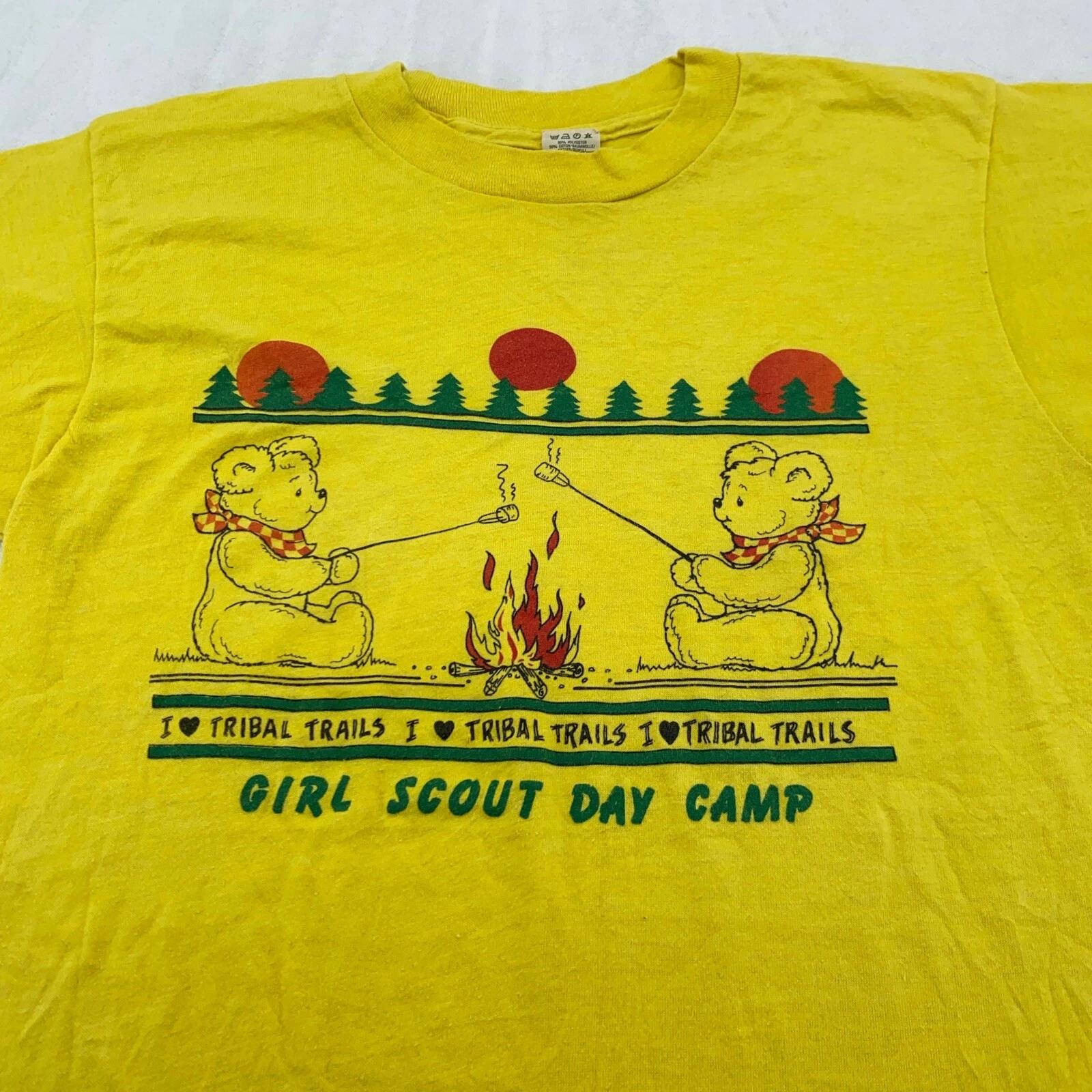vintage GIRL SCOUT DAY CAMP BEARS FIRE 90s T-Shirt 2XS animals nature sunset XL
vintage GIRL SCOUT DAY CAMP BEARS FIRE 90s T-Shirt 2XS animals nature sunset XL