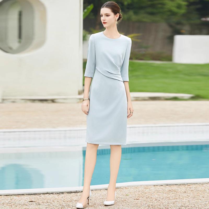 Spring/Summer Light Blue Professional Round Neck Seven-Sleeve Formal Dress for Women Large
Spring/Summer Light Blue Professional Round Neck Seven-Sleeve Formal Dress for Women Large