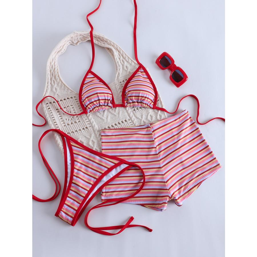 Printed 3 Piece Striped Sexy High Waisted Bikini Set with Boyshorts Swimwear 0900 XL червоний
Printed 3 Piece Striped Sexy High Waisted Bikini Set with Boyshorts Swimwear 0900 XL червоний