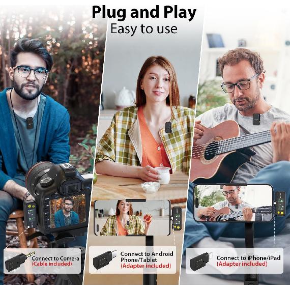 FULAIM X5M Wireless Lavalier Microphone System, Lavalier Lapel Mic with 18H Battery Life Charging Case for DSLR Cameras/iPhone/Android/Live Streaming
FULAIM X5M Wireless Lavalier Microphone System, Lavalier Lapel Mic with 18H Battery Life Charging Case for DSLR Cameras/iPhone/Android/Live Streaming