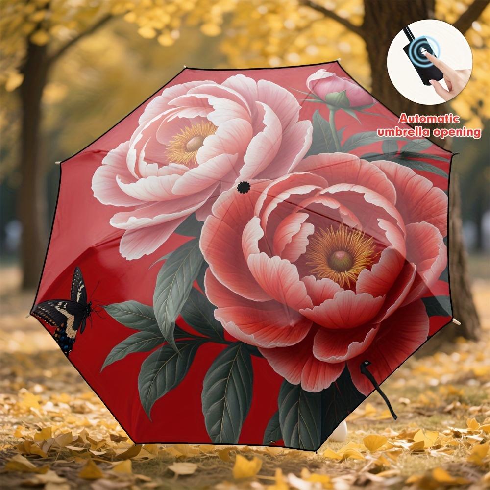 1pc Automatic Open/Close Umbrella with Traditional Chinese Peony & Butterfly Pattern - Red/Green/White/Golden, 8-Rib Sturdy Fr Iron&8K
1pc Automatic Open/Close Umbrella with Traditional Chinese Peony & Butterfly Pattern - Red/Green/White/Golden, 8-Rib Sturdy Fr Iron&8K