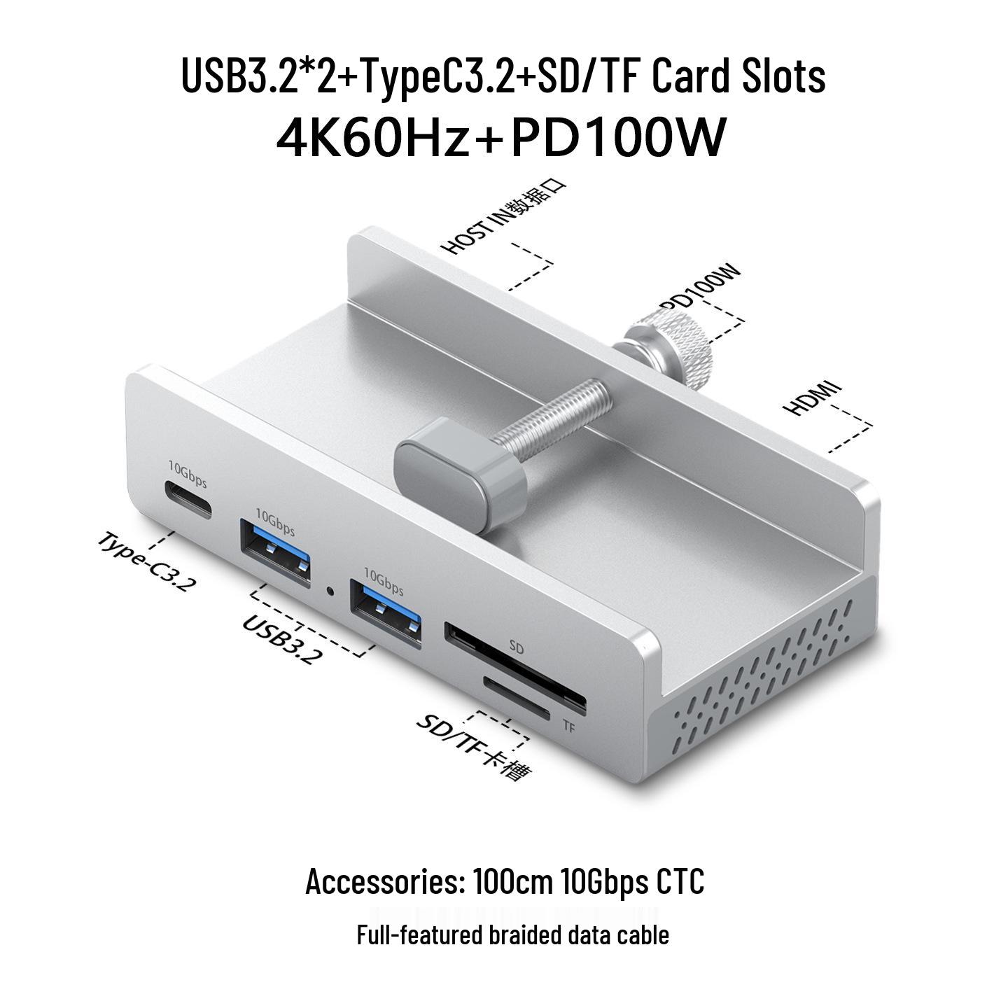 USB-C Laptop Back Clip Expansion Dock, 7-in-1: 4K 60Hz HD Casting, 10Gbps PD Fast Charging.
USB-C Laptop Back Clip Expansion Dock, 7-in-1: 4K 60Hz HD Casting, 10Gbps PD Fast Charging.