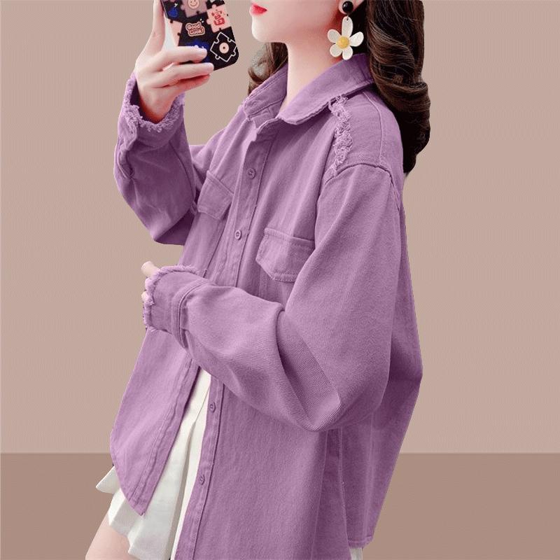 Ранняя весна Молодежная и элегантная многослойная куртка для женщин с воротником и карманом Простая однотонная джинсовая рубашка XXXL фиолетовый
Ранняя весна Молодежная и элегантная многослойная куртка для женщин с воротником и карманом Простая однотонная джинсовая рубашка XXXL фиолетовый