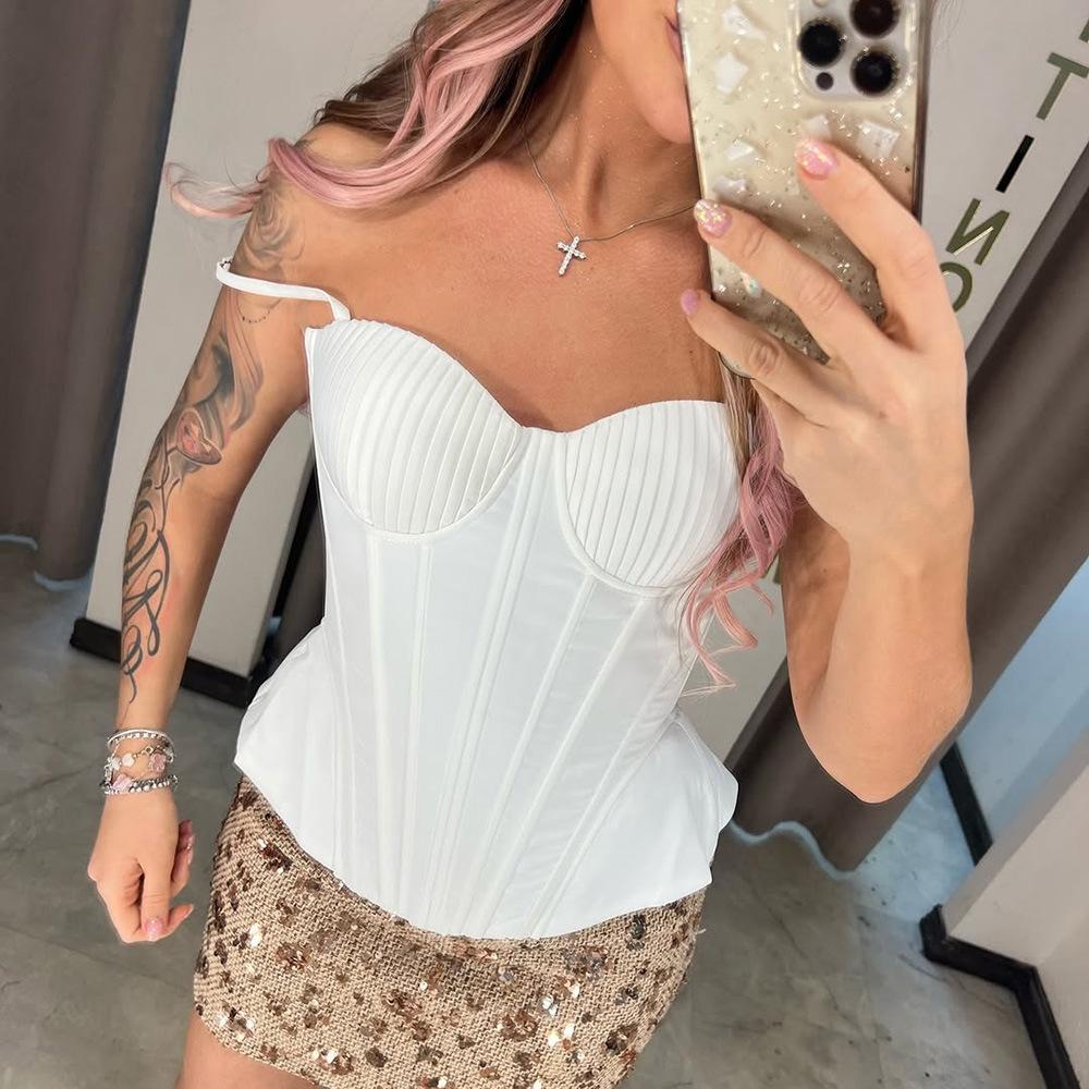 Spring And Summer New Product French Sexy Rubber Bone Shaping Body Steel Ring Pleated Strapless Small Suspender Top For Women XL білий
Spring And Summer New Product French Sexy Rubber Bone Shaping Body Steel Ring Pleated Strapless Small Suspender Top For Women XL білий