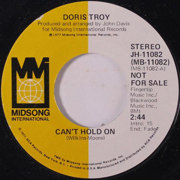 7inch Record DORIS TROY - Can t Hold On JH11082PROMO Midsong Interna 1977 US Soul/Funk Used
7inch Record DORIS TROY - Can t Hold On JH11082PROMO Midsong Interna 1977 US Soul/Funk Used