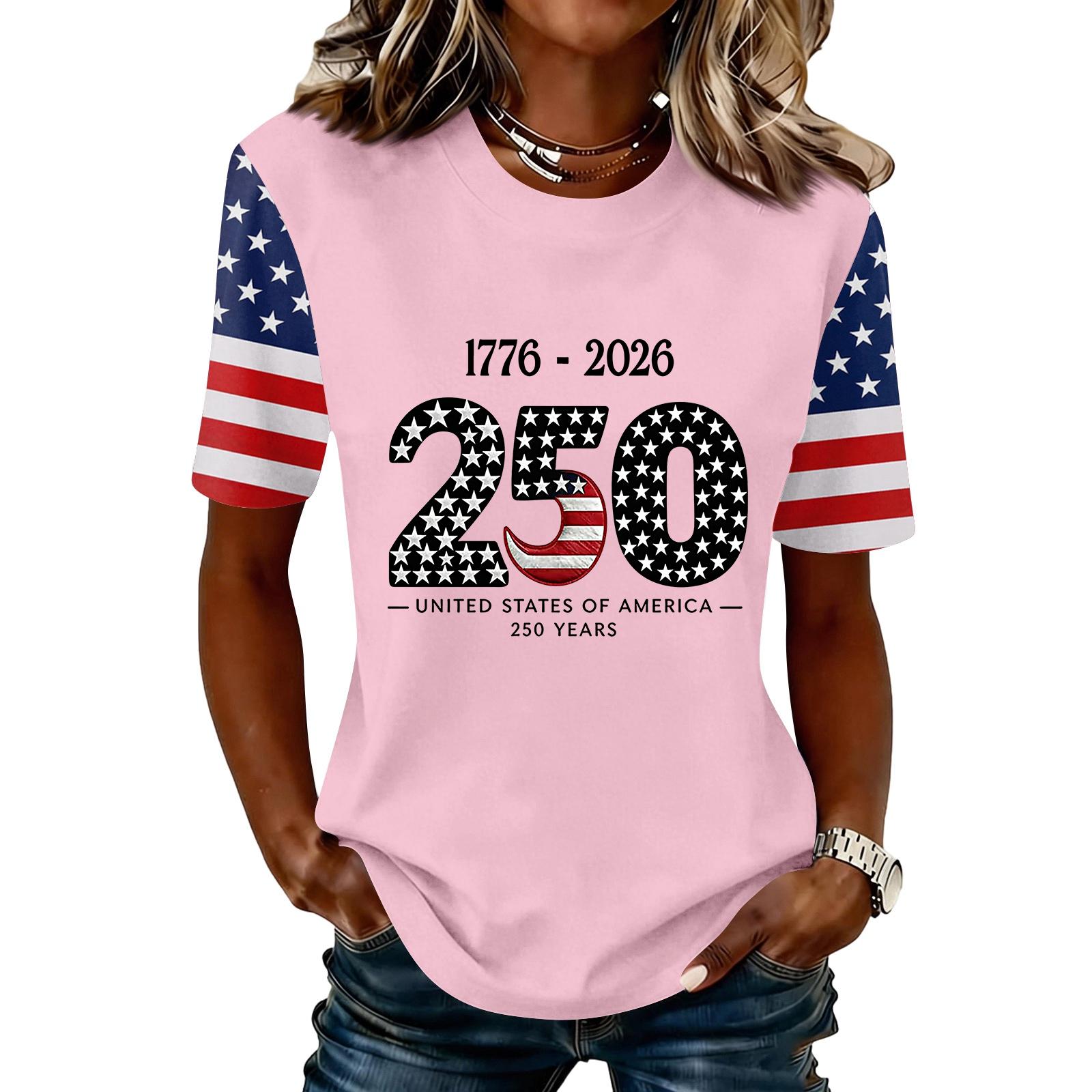 Womens Spring Tops 250th Anniversary Print Summer Shirts for Women Casual Short Sleeve Womens Summer Shirts 2026 Style L рожевий
Womens Spring Tops 250th Anniversary Print Summer Shirts for Women Casual Short Sleeve Womens Summer Shirts 2026 Style L рожевий