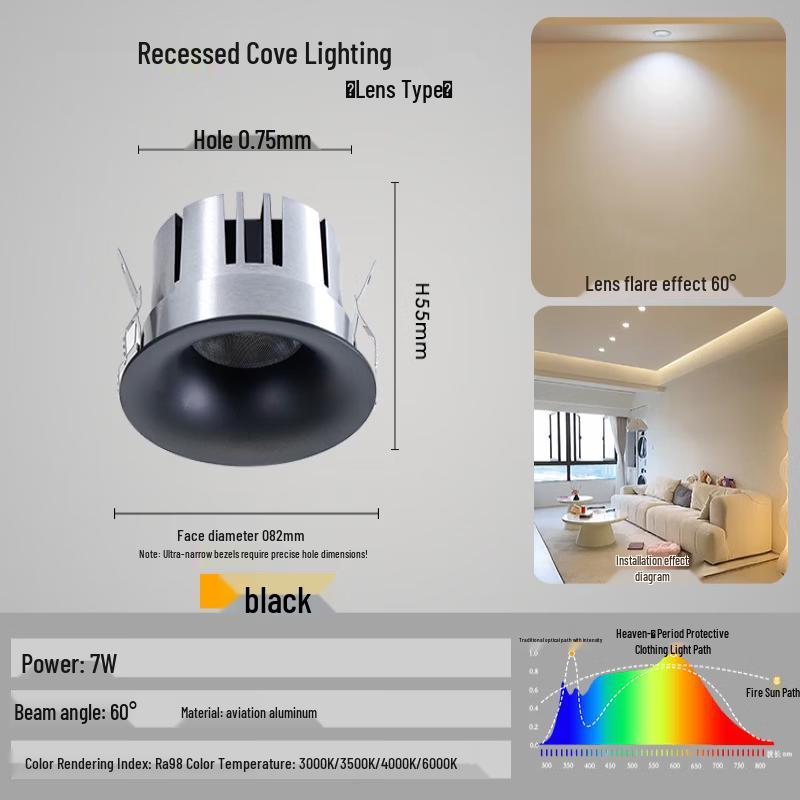 Dream Bubble Curved Black Lens 7W LED Recessed Downlight
Dream Bubble Curved Black Lens 7W LED Recessed Downlight