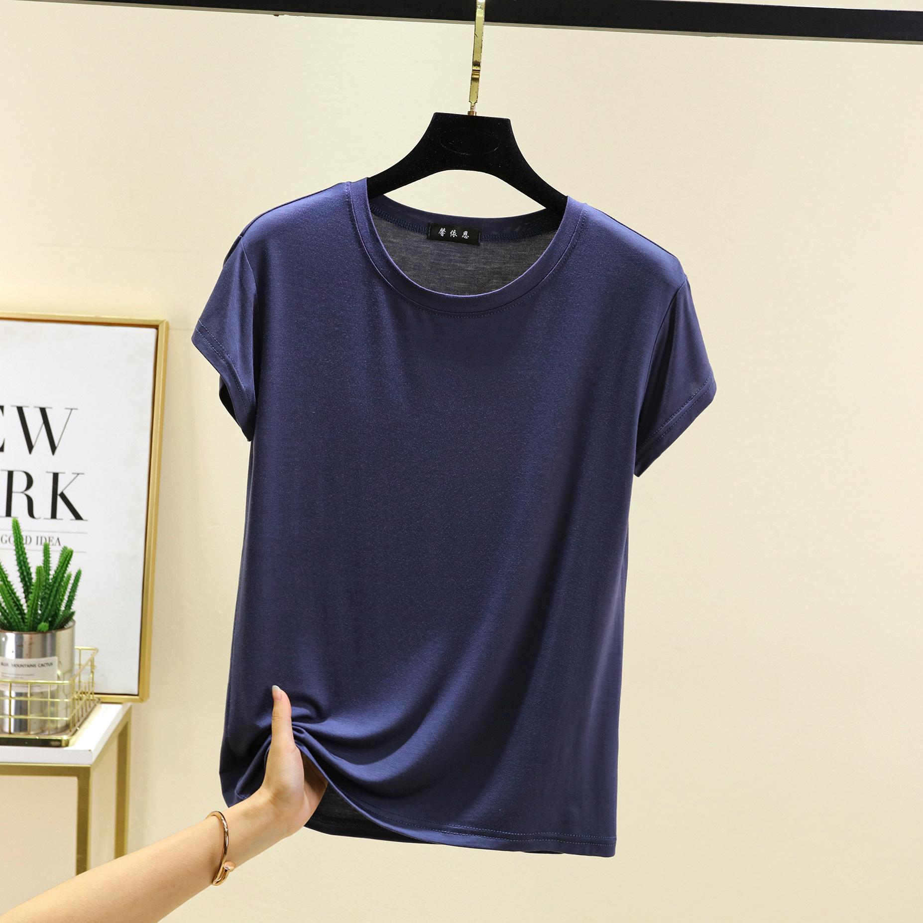 Футболка с круглым вырезом из модала размера от M до 6XL с короткими рукавами, однотонные облегающие футболки, летние женские футболки, все подходят 4XL темно-синий
Футболка с круглым вырезом из модала размера от M до 6XL с короткими рукавами, однотонные облегающие футболки, летние женские футболки, все подходят 4XL темно-синий