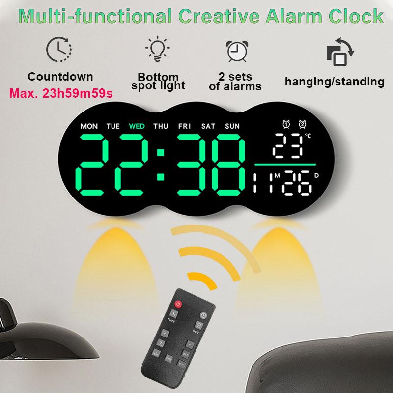 Creative Multifunction Digital Clock with Ambient Light Countdown Dual Alarm Clock Table/Hanging Clock Remote Control LED Alarm
Creative Multifunction Digital Clock with Ambient Light Countdown Dual Alarm Clock Table/Hanging Clock Remote Control LED Alarm