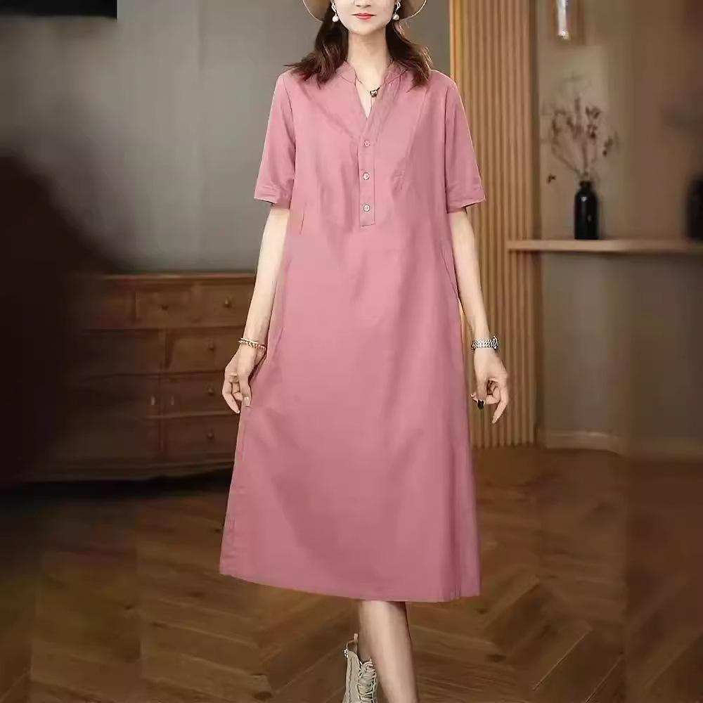 Breathable medium and long casual short-sleeved dress 2025 summer new loose and thin V-neck cotton and linen skirt XXL темно-коричневого кольору
Breathable medium and long casual short-sleeved dress 2025 summer new loose and thin V-neck cotton and linen skirt XXL темно-коричневого кольору
