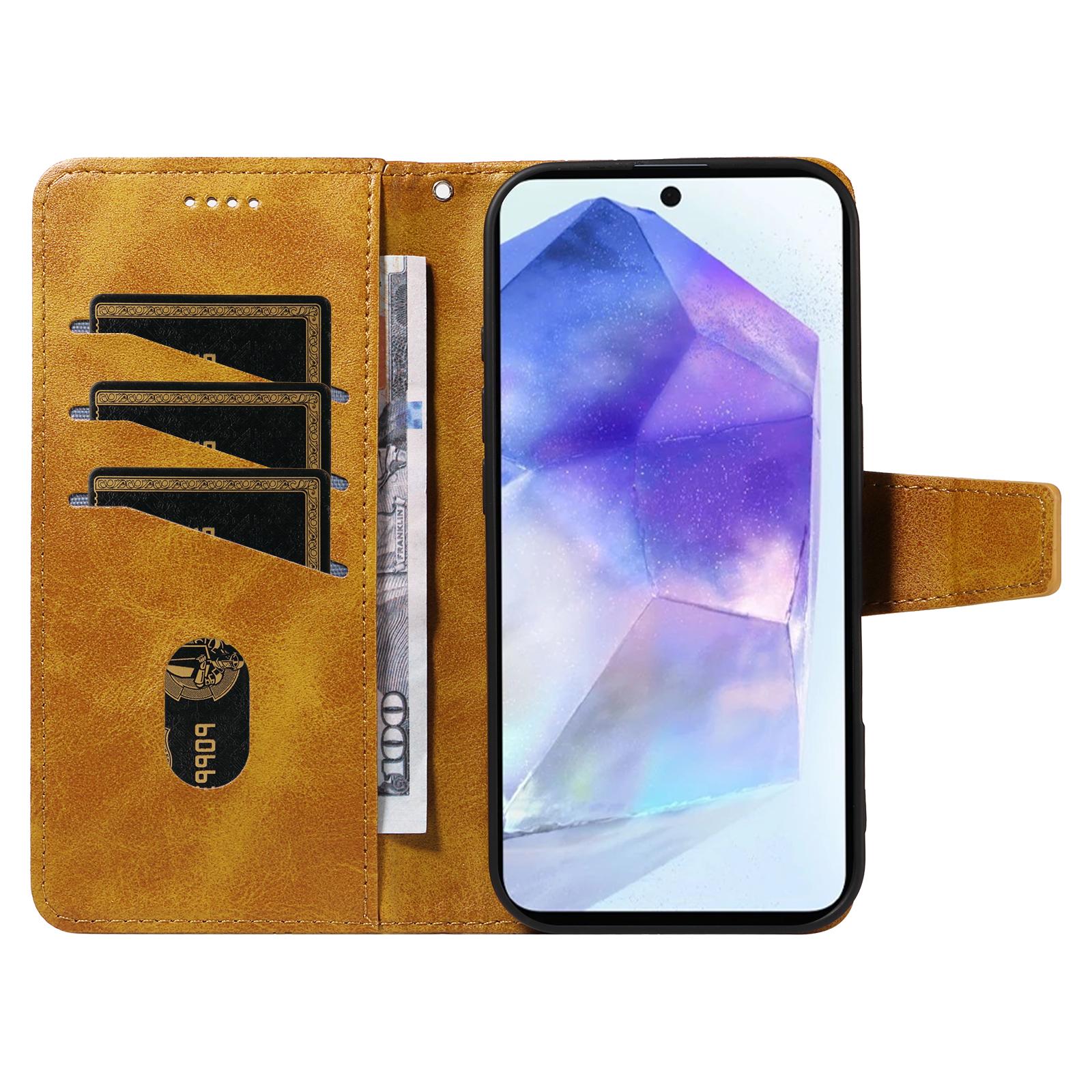 For Samsung Galaxy A55 5G Leather Case Wallet Stand Grids Imprinted Phone Cover with Strap Yellow
For Samsung Galaxy A55 5G Leather Case Wallet Stand Grids Imprinted Phone Cover with Strap Yellow