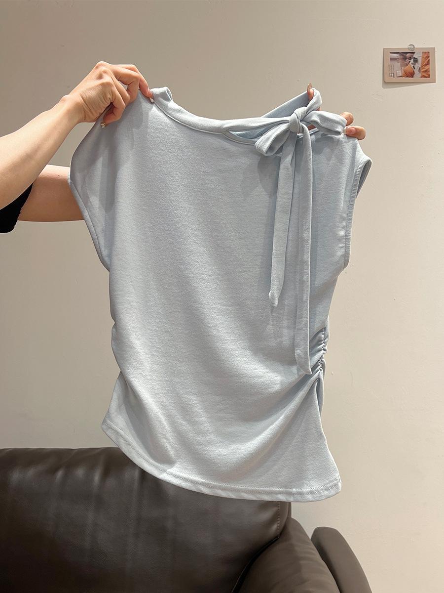 Korean blue splicing strap design short-sleeved T-shirt women s summer new slim-fit sleeveless unique top XL синій
Korean blue splicing strap design short-sleeved T-shirt women s summer new slim-fit sleeveless unique top XL синій