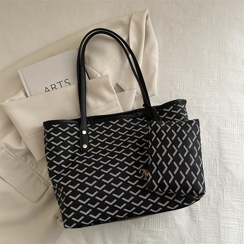 Летняя модная сумка-тоут с винтажным принтом большой вместимости - уникальная сумка через плечо для повседневной пляжной жизни чёрный