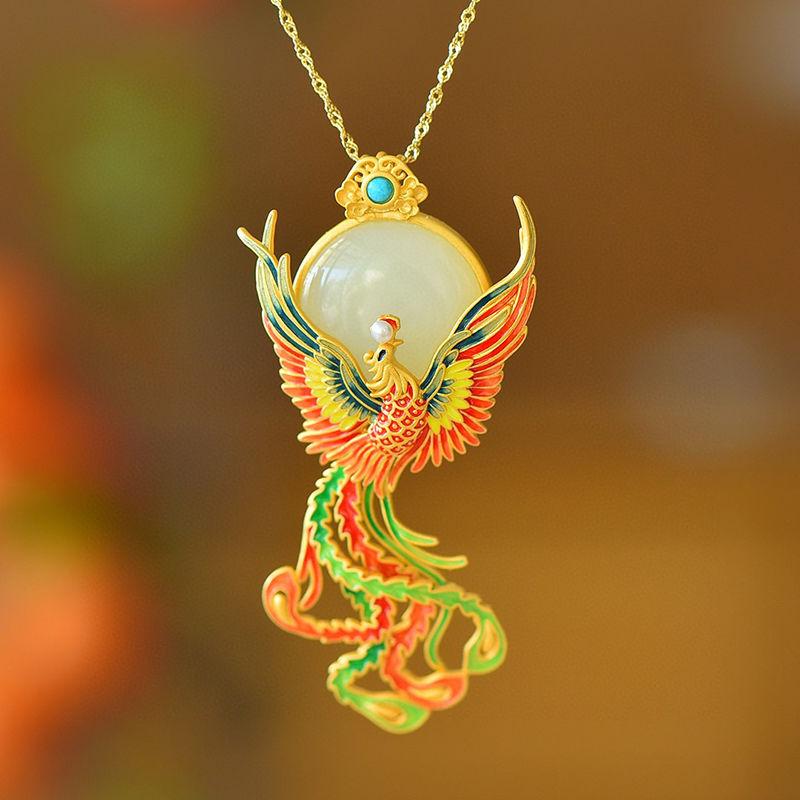 Colorful Enamel Phoenix Brooches for Women Natural Hotan Jade Broche Pendant Classical Court Style Luxury Brooch Jewelry
Colorful Enamel Phoenix Brooches for Women Natural Hotan Jade Broche Pendant Classical Court Style Luxury Brooch Jewelry