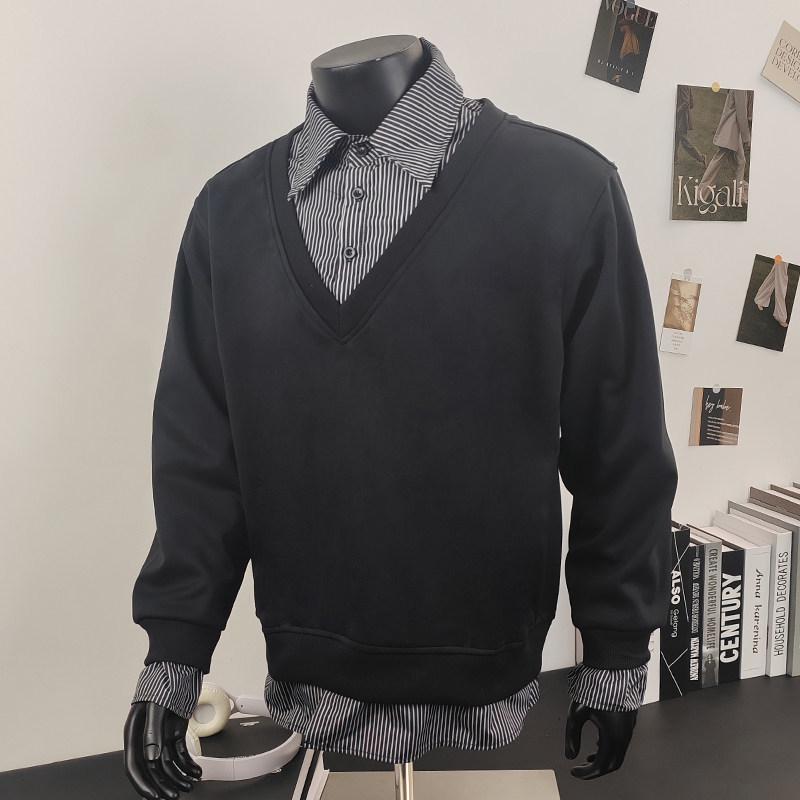 Men s Autumn Two-Piece Faux Polo Hoodie, Color Block Long Sleeve, Plus Velvet, Thickened miu Style Outerwear for Couples L чорний
Men s Autumn Two-Piece Faux Polo Hoodie, Color Block Long Sleeve, Plus Velvet, Thickened miu Style Outerwear for Couples L чорний