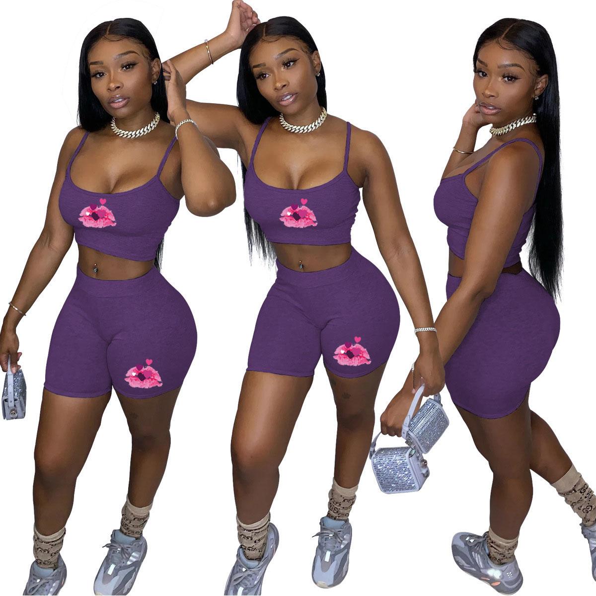 Летние женские шорты на бретелях с принтом, комплект из 2 футболок без рукавов, спортивные костюмы 
Летние женские шорты на бретелях с принтом, комплект из 2 футболок без рукавов, спортивные костюмы